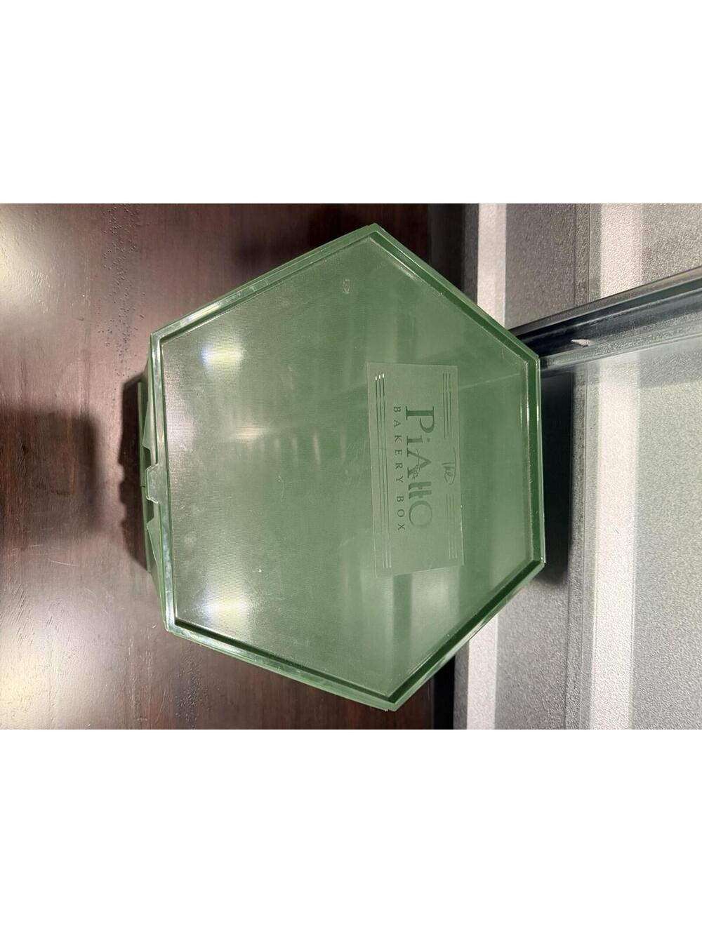 Vintage Piatto Bakery Box Green Carrying Box Folds Flat Cake Cookies Pie *